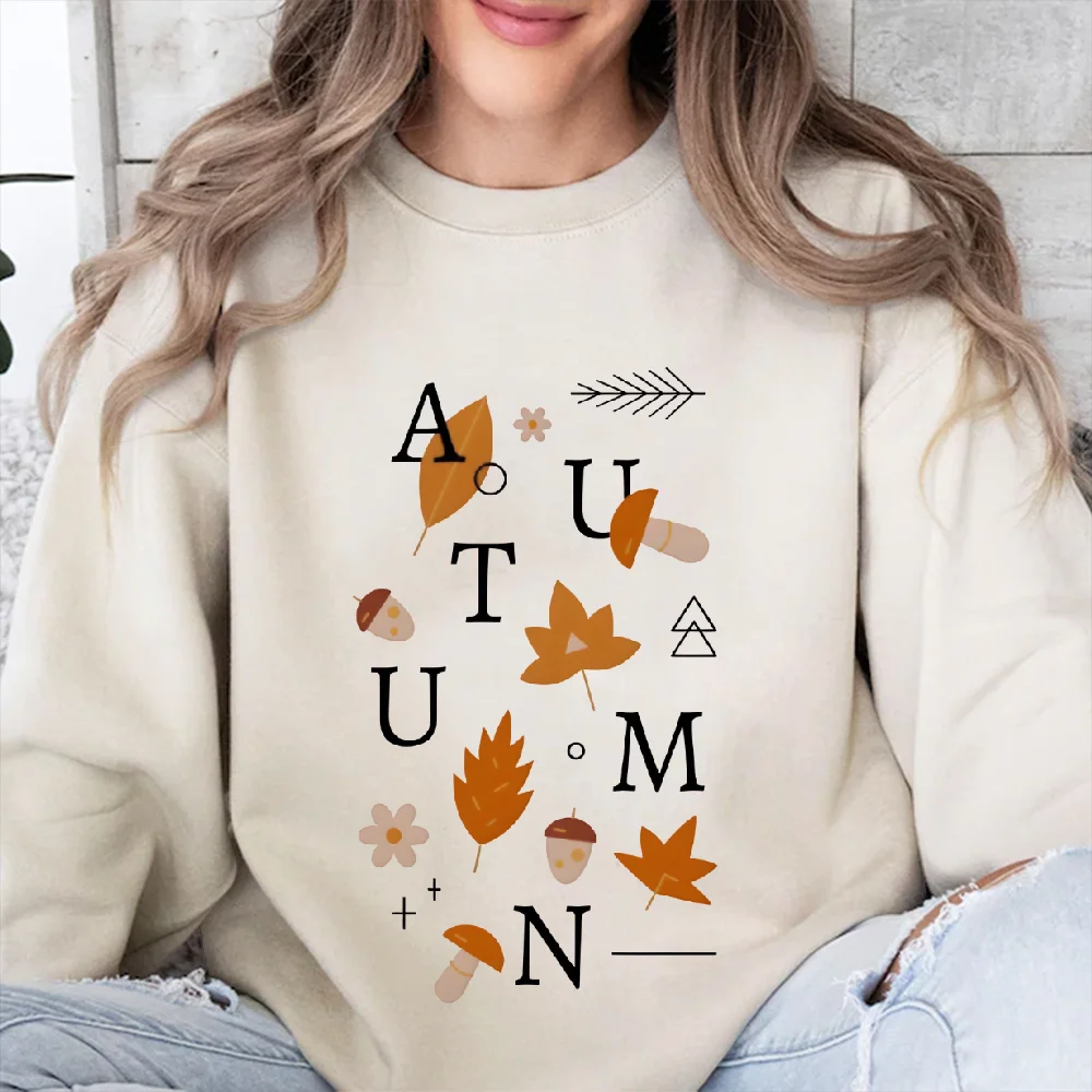 

Y2k Sweatshirt Autumn Letters Icons Print Woman Sweatshirts Fall Graphic Inspired Casual Wear Trendy Seasonal Design Clothes