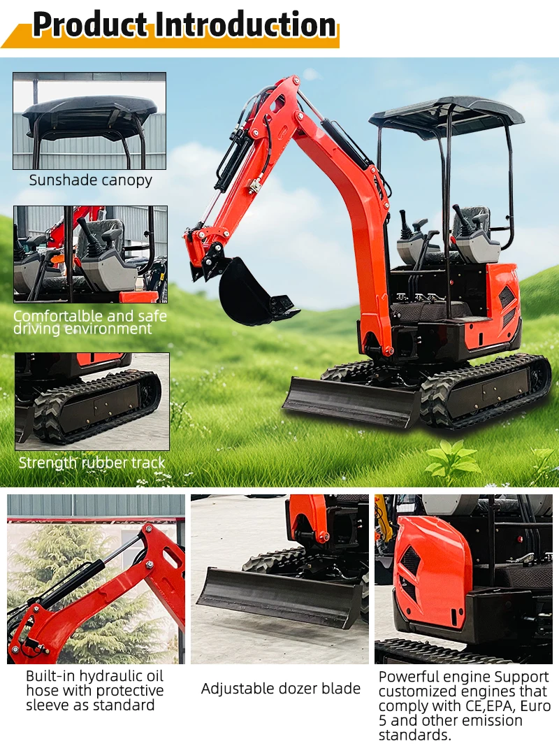 1,8-Tonnen-Minibagger mit CE- und EPA-Zertifizierung, Diesel-Hydraulik-Raupenbagger für Garten-, Landwirtschafts- und Landschaftsbau-Projekte – Detail 4