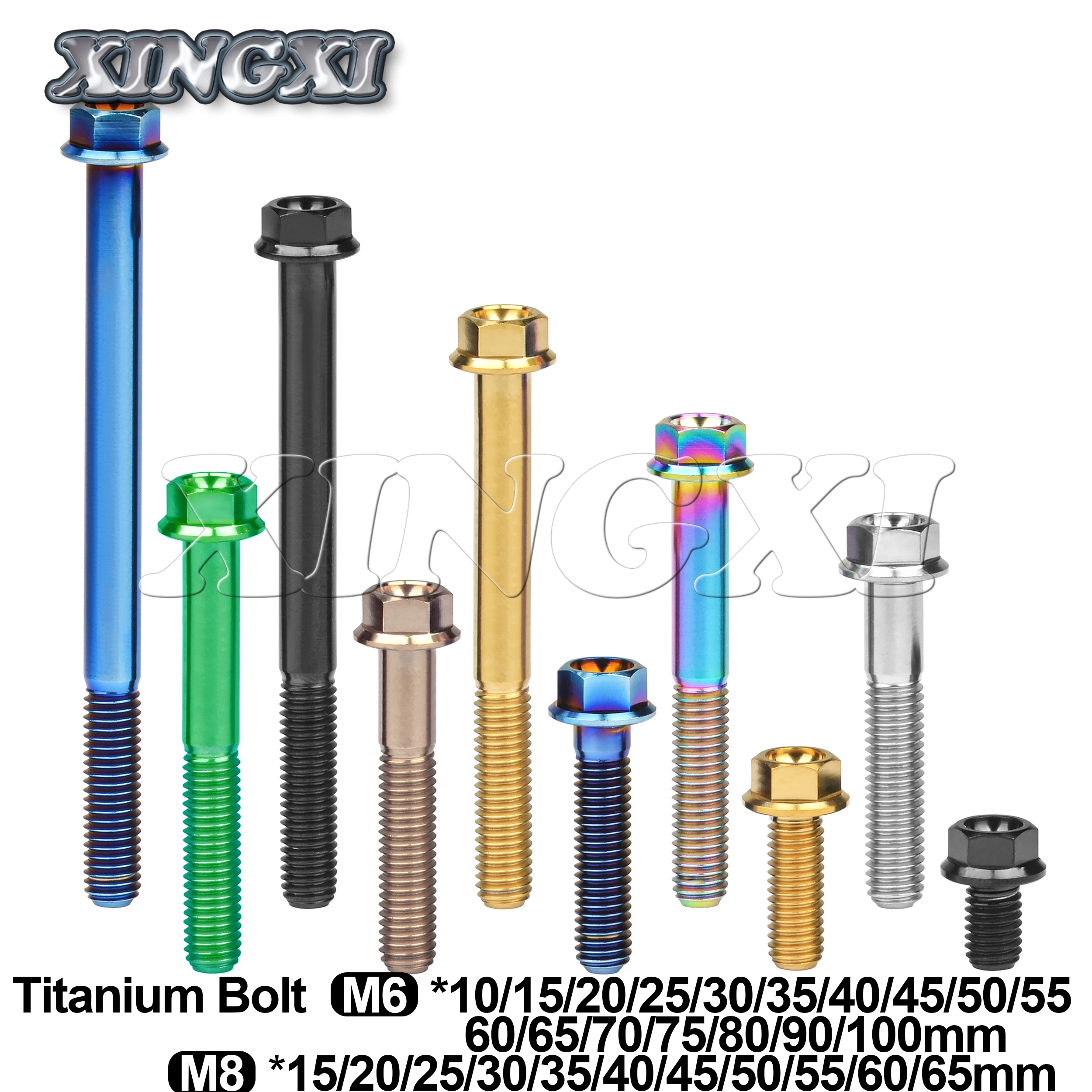 Xingxi Titanium Bolt M6M8X10 15 20 25 30 35 40 45 50 55 60 65 70 75 80 90 100mm Ti Flange Hex Head Bolt
