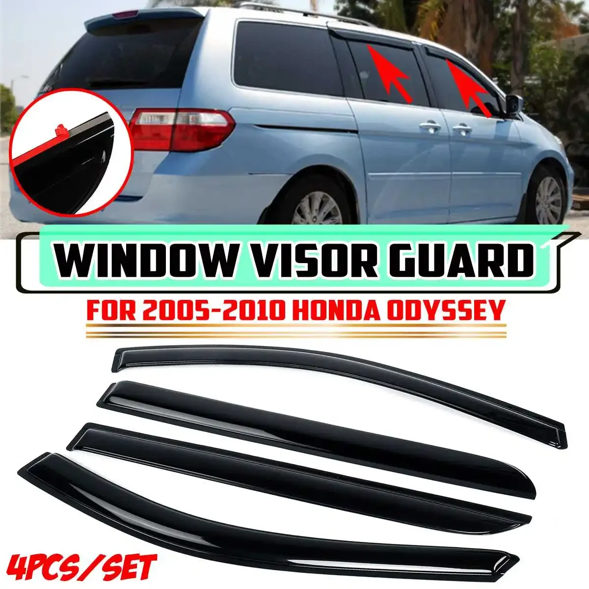 

Car Side Window Visors Rain Guard Decoration Awnings Shelters For Honda For Odyssey 2005-2017 Window Visor Rain Guard Body Kit