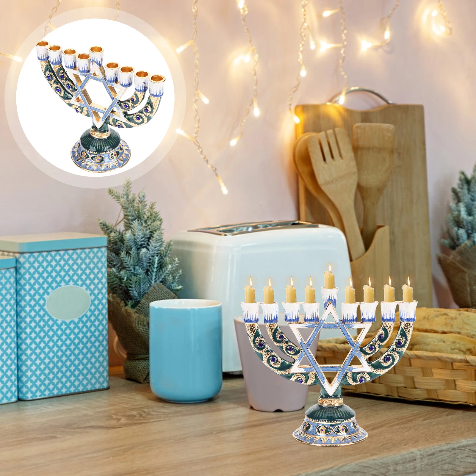 

9 Branches Metal Holder Religious Decorative Stand For Table Home Party Decoration Desktop Centerpiece