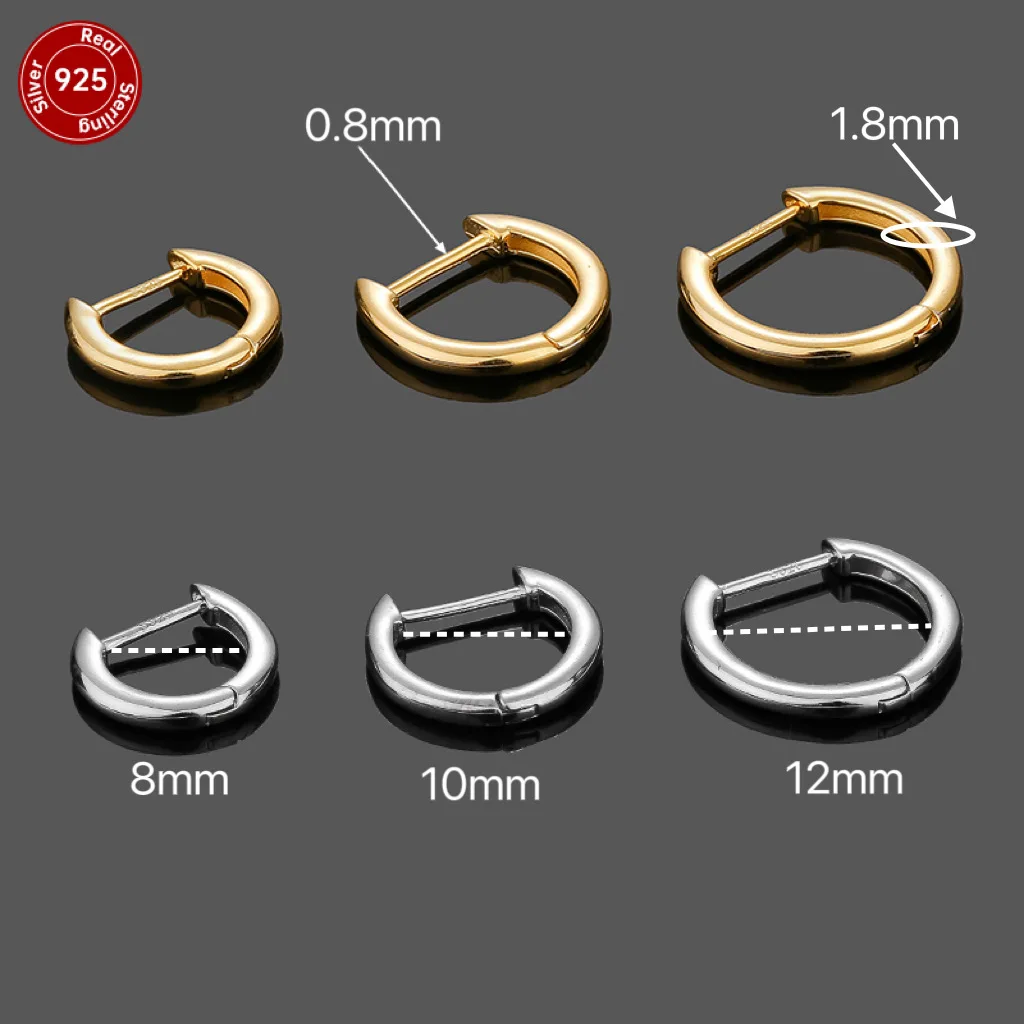 1PC YW 925 Sterling Silver 18K Gold Plated Customize Women Jewelry Hoop Huggie Earrings