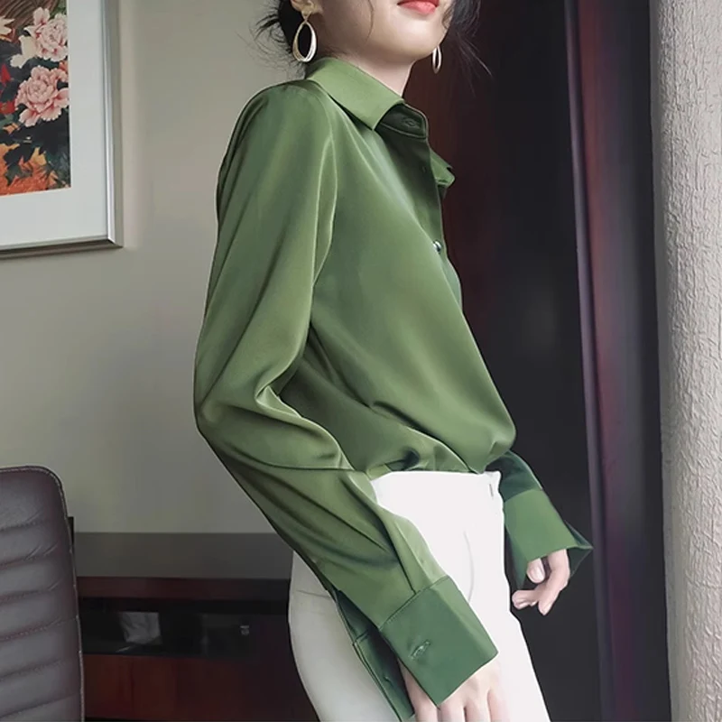 

Женская рубашка Design Sensation Retro Hong Kong Flavor Manner High End Avocado Matcha Green Elegant TT281