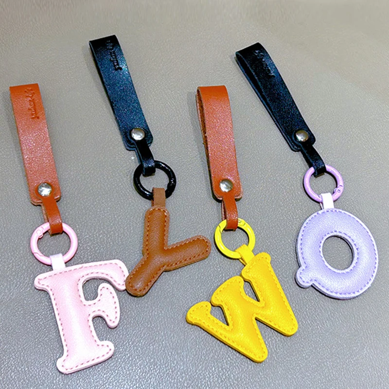 26 English Letters Pu Leather Keychain For Car Backpack Pendant Fashion Key Chains Bag Charm Ornament Girl Gift image 3