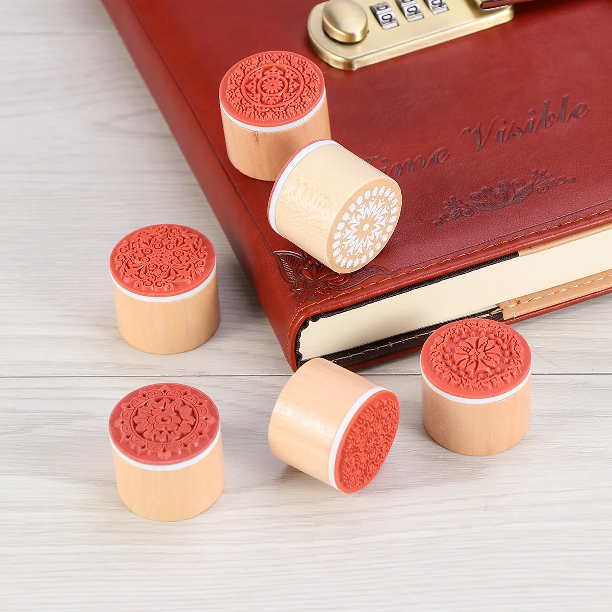 Wood Stamps Square Shape Stampers Wooden Lace Seals Party Favors Circle Postage