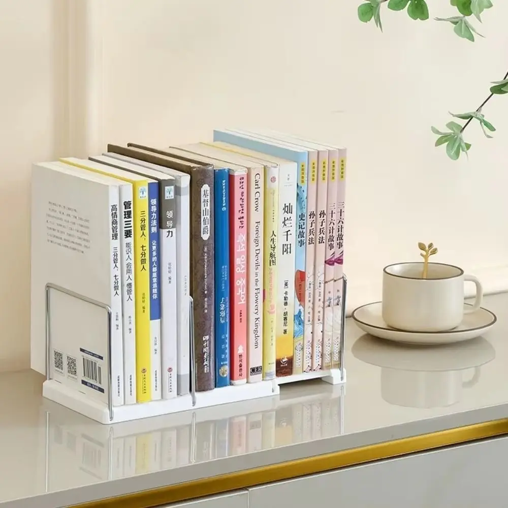 Adjustable Retractable Bookends Dividers 3 Compartments Expandable Book Holder Anti-drop Wear-resistant Book Display Rack Office