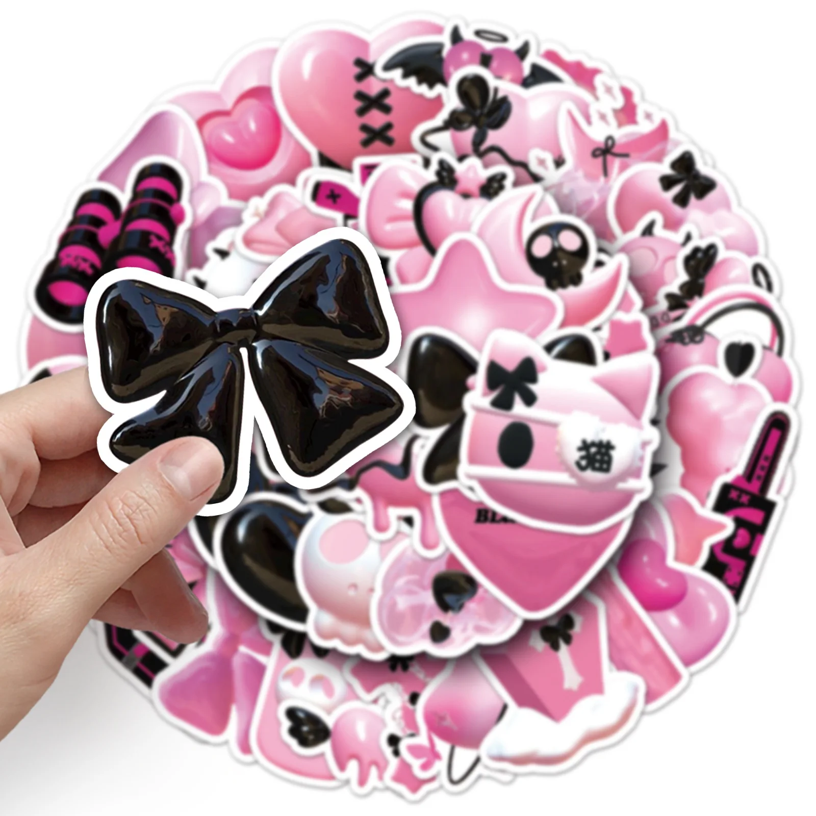 Pegatinas Ins de polvo negro 3D de dibujos animados, grafiti para álbum de recortes, portátil, teléfono, equipaje, monopatín, juguetes, 10/30/50 Uds.