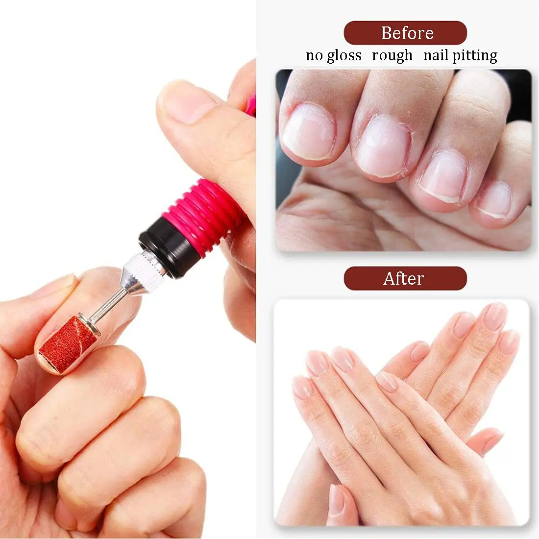 210pcs/Box Sanding Cap Bands For Electric Manicure Machine 180#/120#/80# Grit Nail Drill Grinding Bit Files Pedicure Tool Set