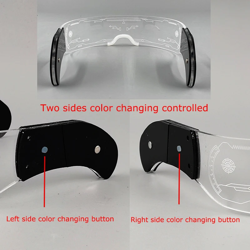 Coole leuchtende LED-Brille, blinkende Partybrille, futuristische transparente LED-Brille für Nachtclub, DJ, Tanzparty-Dekoration – Detail 10