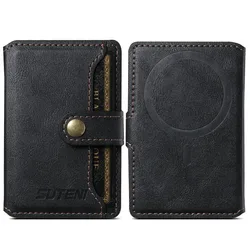 Leather Wallet Phone Mag-safe Magnetic Card ID Holder for iPhone 17 16 15 14 Pro Max Plus Universal Magnet Pocket Case Cover Bag