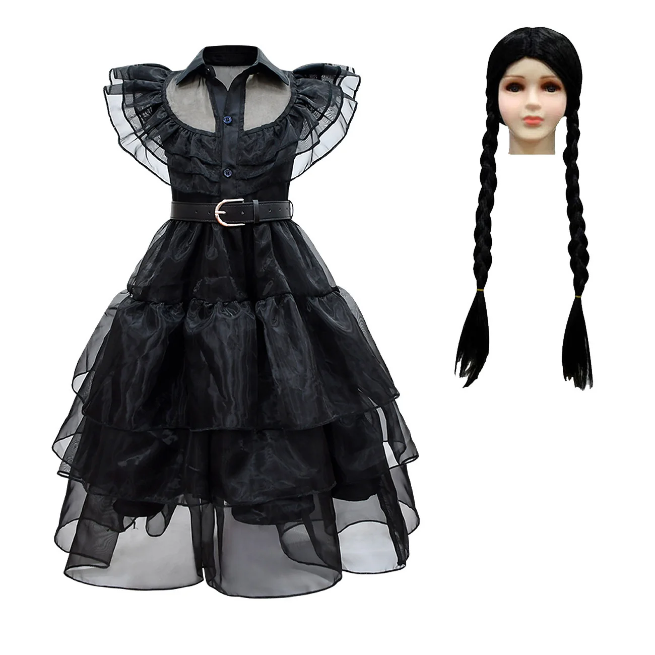 

Kids Girls School Uniform Dress Halloween Cosplay Costume Black Dance Dress