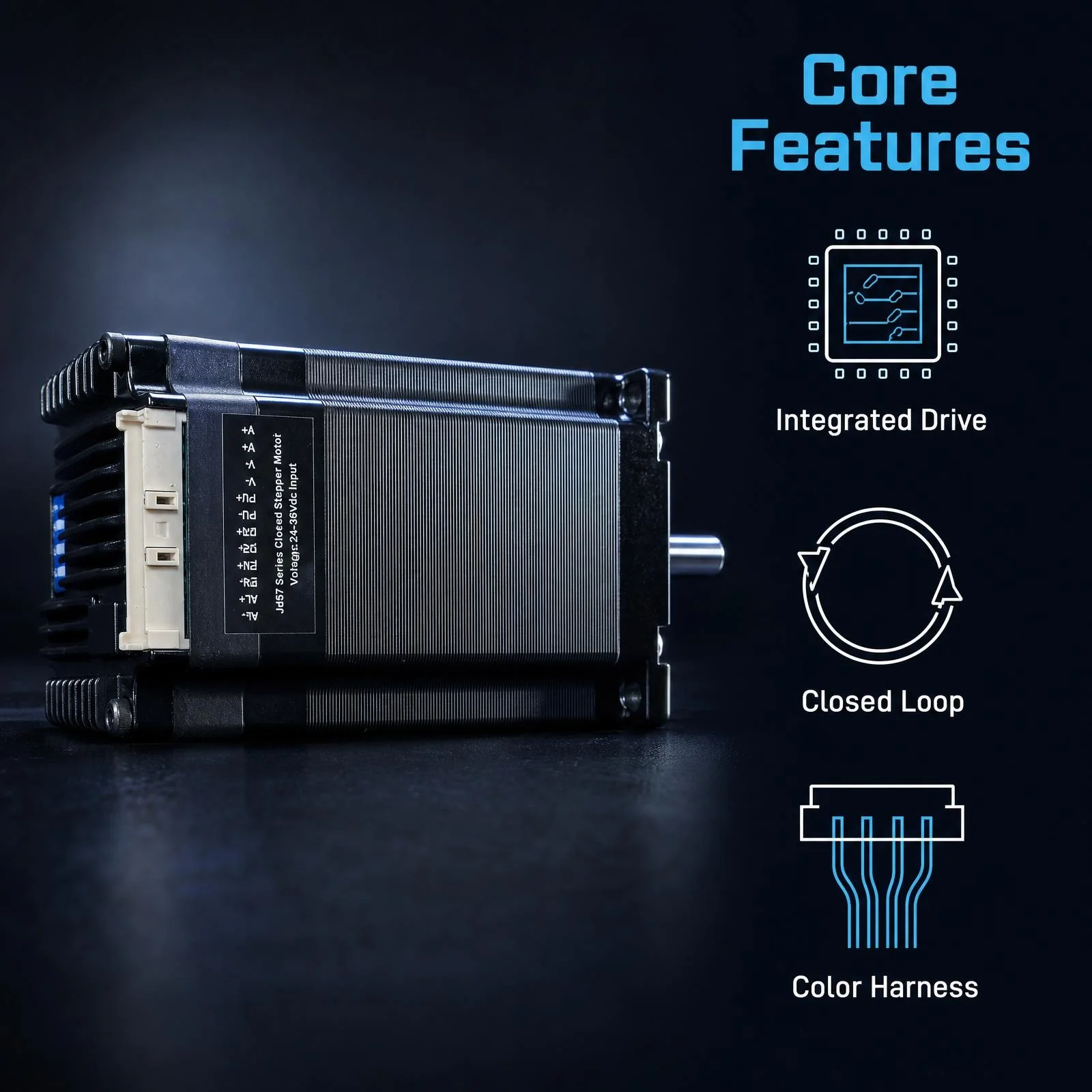 NEMA23 Integrated Closed Loop Stepper Motor Built-in Driver 4A 24-48V 1.2-3.0Nm 8mm Shaft No Step Loss for CNC Router 3D Printer