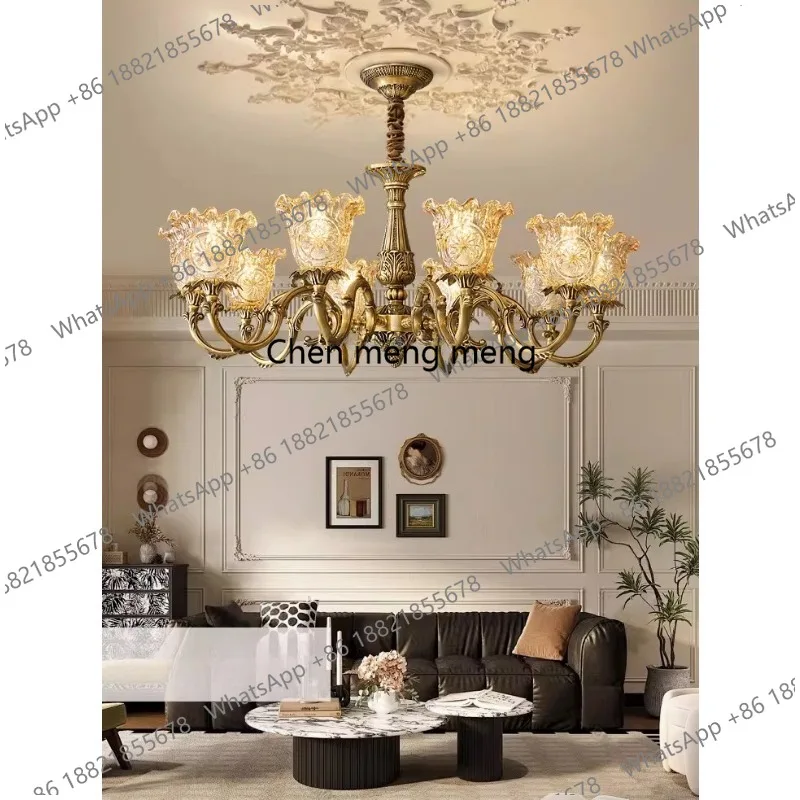 

All-copper French medieval living room chandelier American retro dining room light high-end, new