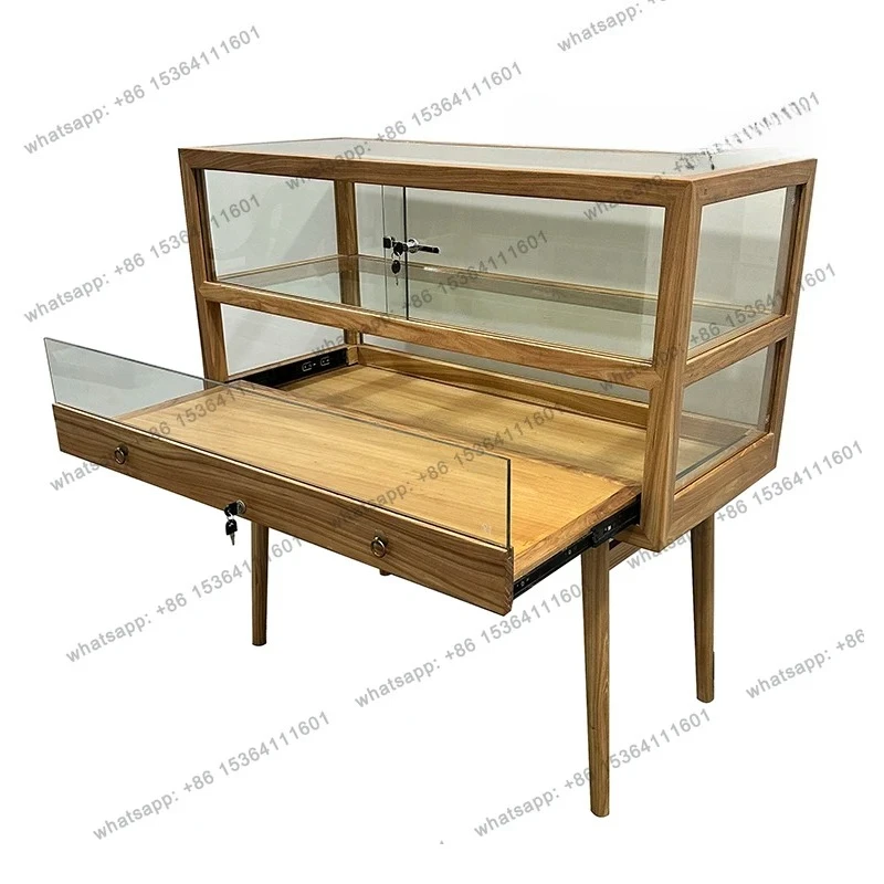 

Solid Wood Jewelry Glass Counter Silver Jewelry Display Cabinet Display Cabinet Window Sample Container