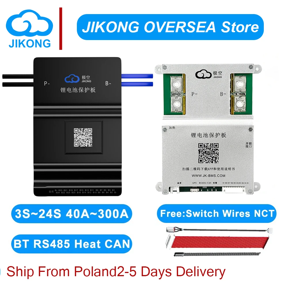 JIKONG JKBMS B1A8S20P 4S 7S 8S 12V 24V 100A 200A Lifepo4 Li-ion LTO akkumulátorhoz 1A Actice Blance intelligens BMS RS485 hőtárolóval