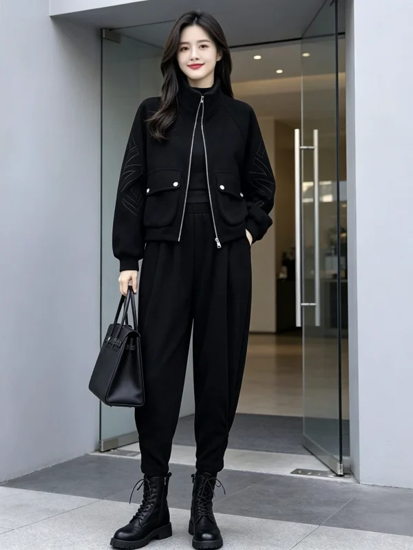 plus Size Casual Sportswear Set Fashionable Slimming Sweatshirt Pants Two Piece Suit Spring Autumn New Style Korean Loose Fit