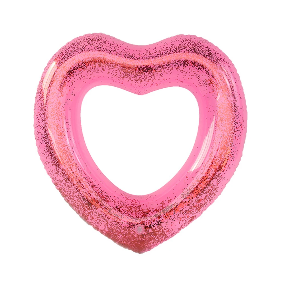 Summer Inflatable Pink Heart Sequins Swimming Ring Children Kid Pool Party Toys Out Float Mattress Circle Thicken Swimming Laps