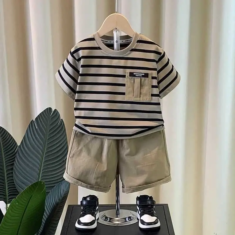 

Stripe T-shirt for A Boy Children's Costume Clothes Kids Costumes Summer Wear Child Years Set 8 10 Year Old Fashion 14 Tees Sets