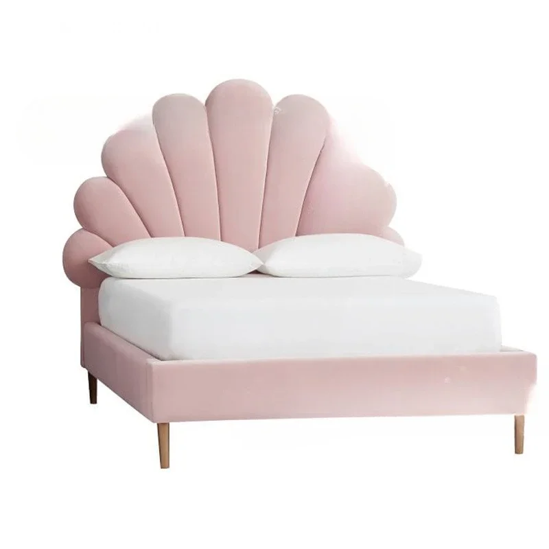 

Furniture Nordic light luxury fabric light pink soft bag girl bed master bedroom 1.8 meters double wedding bed