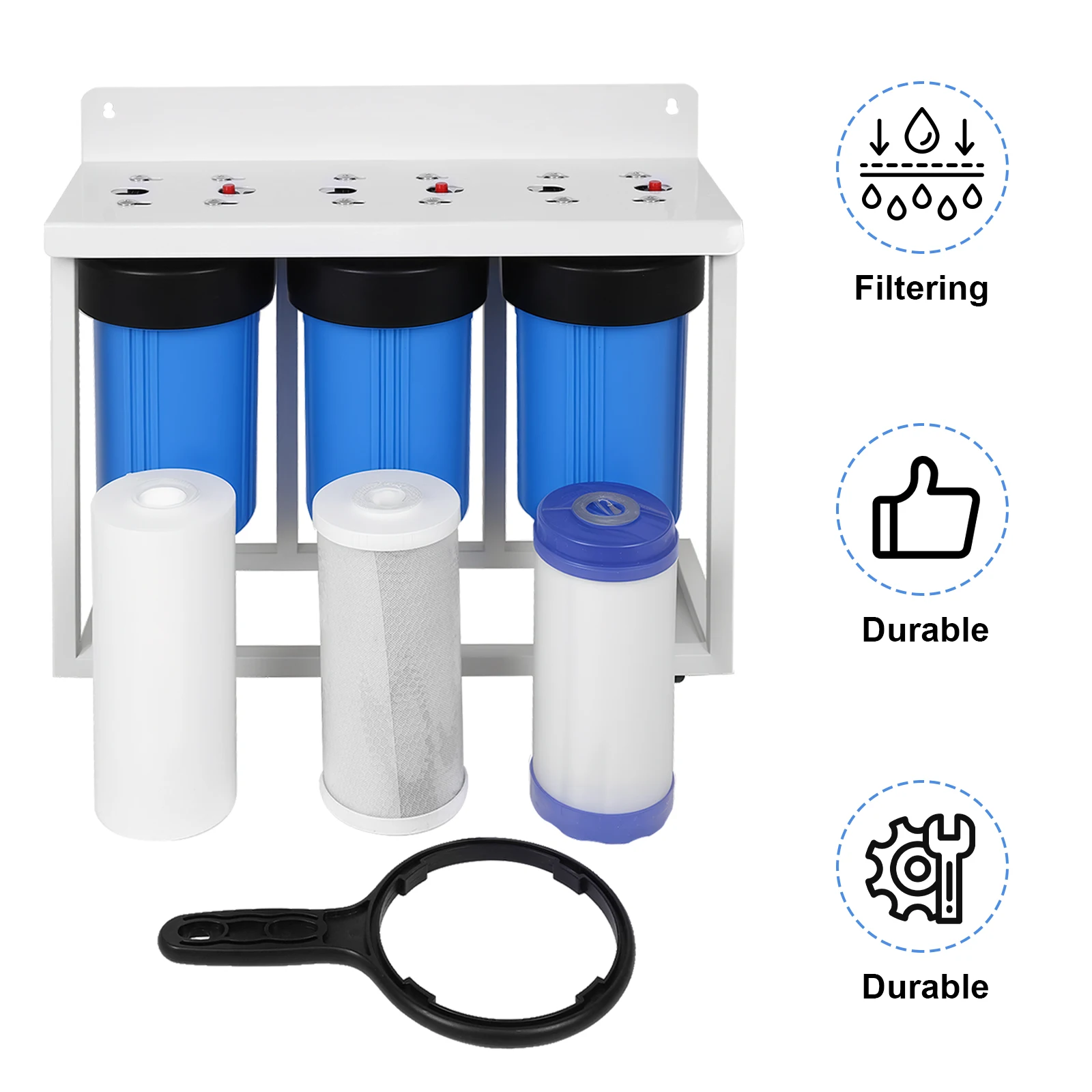 

3-Stage Whole House Water Filtration System W/ 3 Filters Cartridge Drinking Water Filtration System for Travel Trailers Boats