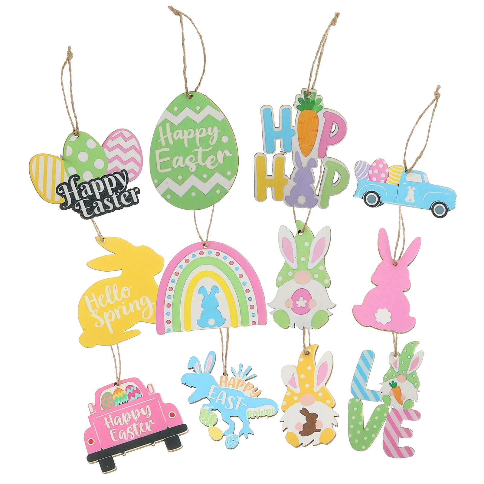 

24Pcs Wooden Easter Hanging Decorations Spring Festival Tree Ornaments Easter Party Decor Festival Craft Hanging Ornaments