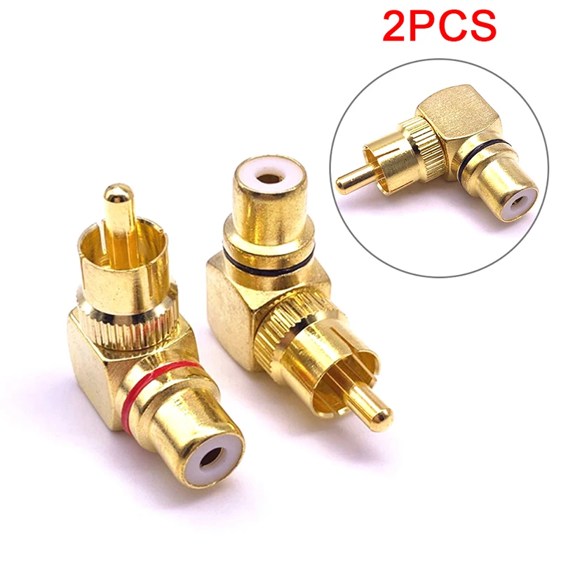! 2 Pcs Copper L-shaped  Right Angle Elbow 90 Degree Male Conversion Head 1 Male 1 Female Wall Signal Cable Treasure