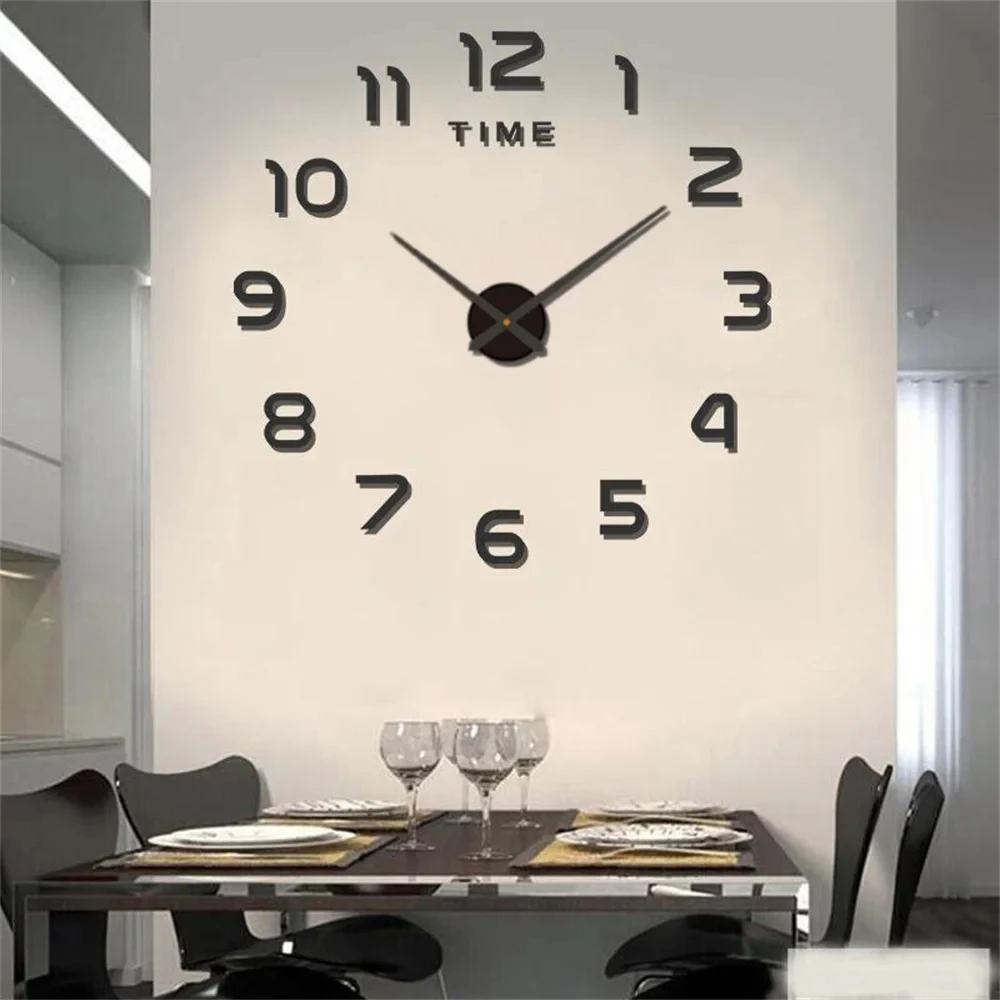 New Modern Design Large Wall Clock 3D DIY Quartz Clocks Fashion Watches Acrylic Mirror Stickers Living Room Home Decor Horloge