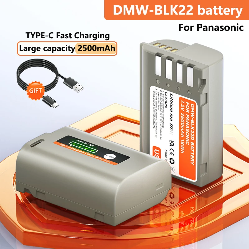 DMW-BLK22 DMW BLK22 Battery 2500mAh With USB-C Charging Port for Panasonic LUMIX DC-S5 DC-S5K GH6 S5M2 S5M2X DC-G9 DMC-GH3K GH4K