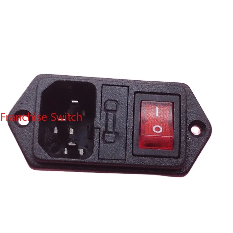 

10PCS Front and rear three-in-one socket with ears JR-101-1FR1 red light 4-pin switch, insurance