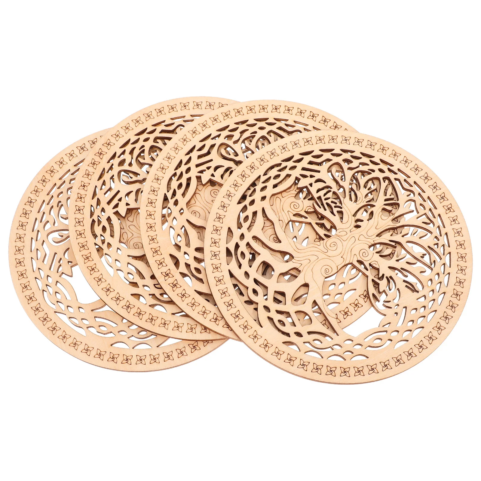 

4pcs Wooden Trivet Mat Heat Insulation For Hot Pots Pans Dishes Kitchen Table Protection Reusable Countertop Pad Decorative