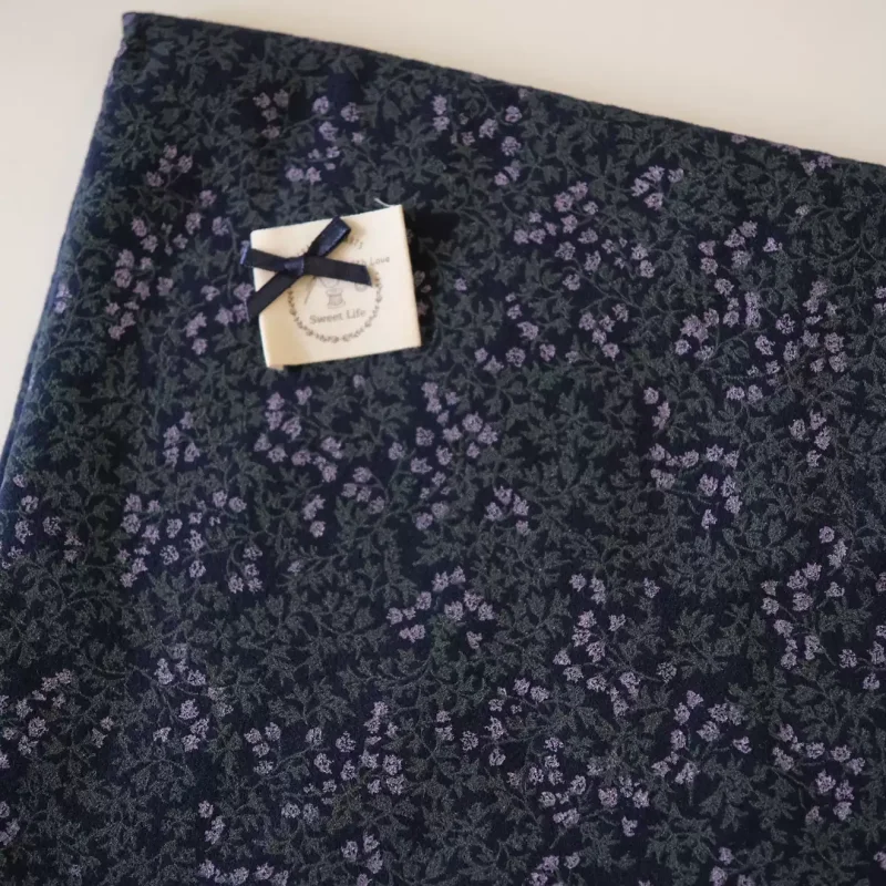 Navy Blue Handmade DIY Sewing Cotton Fabric Printed All Cotton Brushed Fabric for Crafts