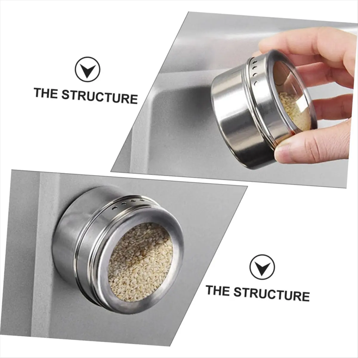 Magnetic Spice Tins 8Pcs,Stainless-Steel Magnetic Spice Container Magnetic Spice Jars Easy to Clean and Rust Free
