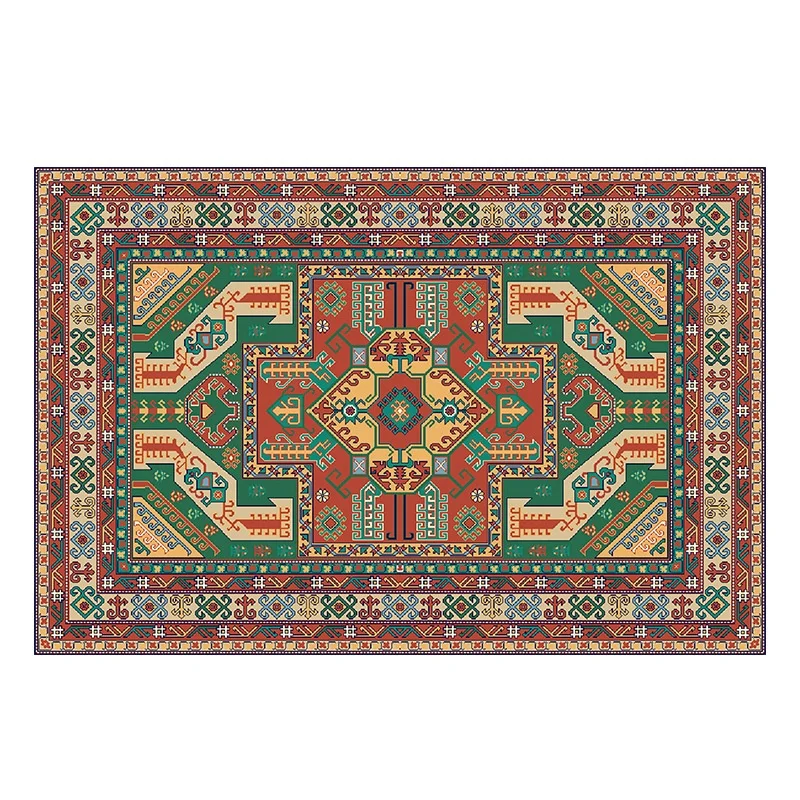 Vibrant Moroccan Floral Medallion Area Rug Non-Slip Bohemian Persian Style Floor Mat for Living Room Bedroom Boho Home Decor