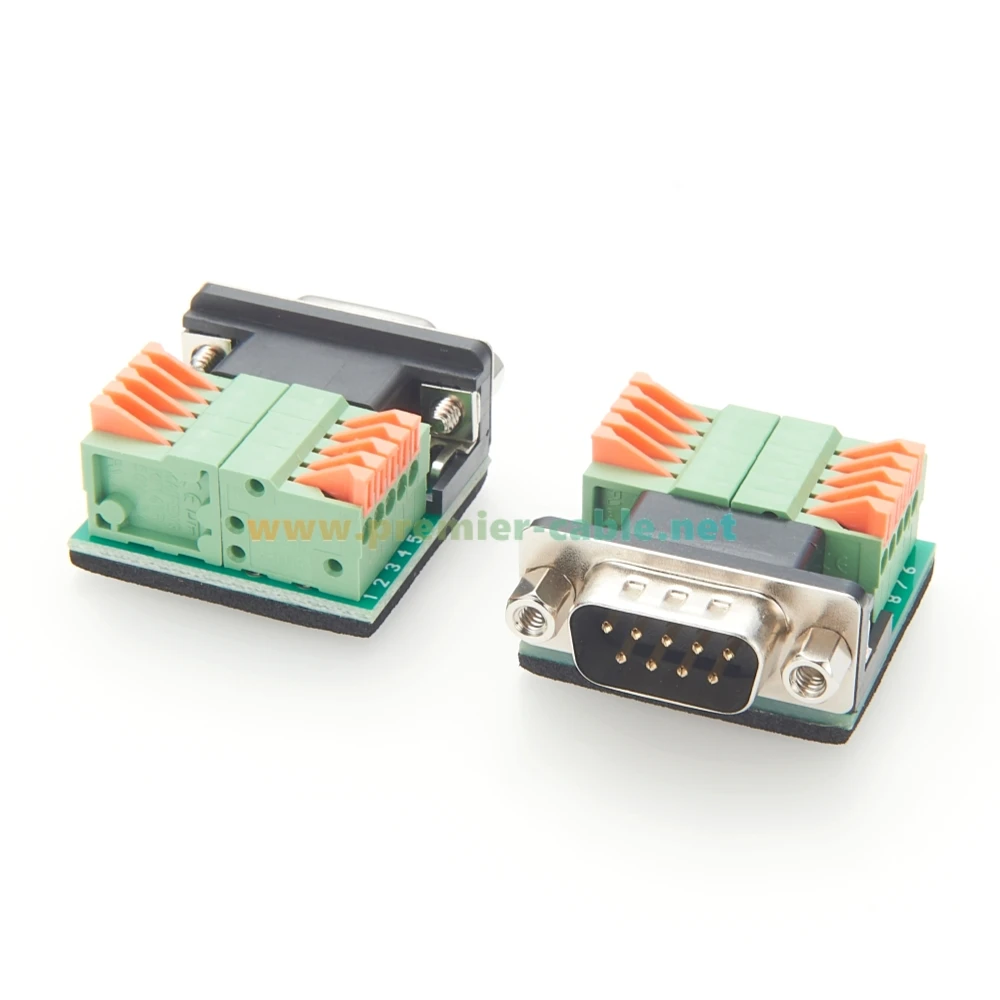 D-Sub 9pin Solderless Connectors DB9 RS232 Serial Breakout Board Adapter DB9 to Spring Quick Crimp Press Terminal Block Adapter