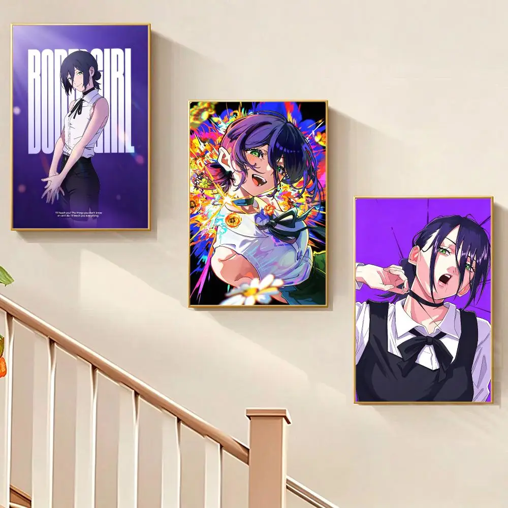 Anime Modern Chainsaw Man Reze Poster HD Waterproof PP Wall Art, Self Adhesive Home Decor for Bedroom and Living Room