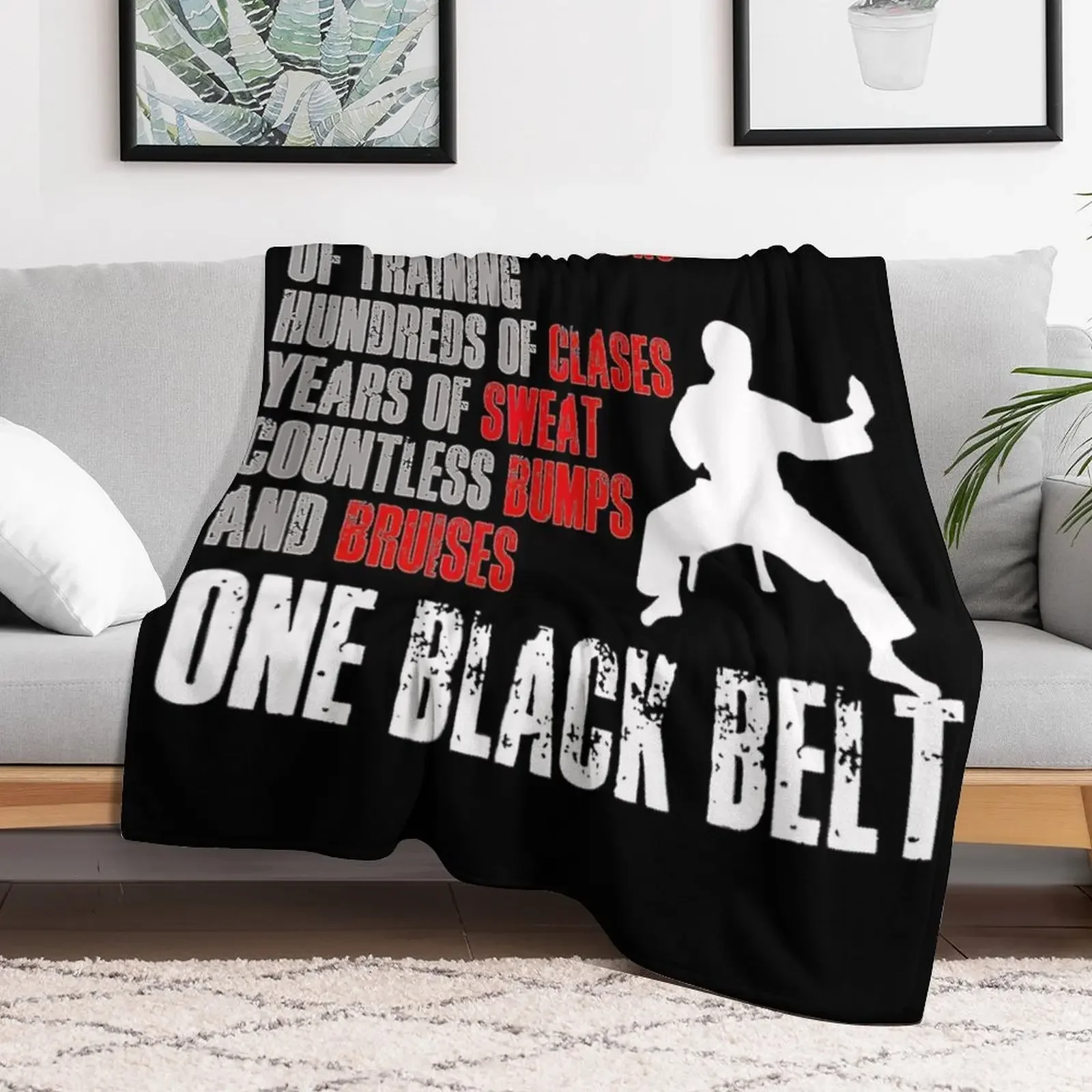 One Black Belt Taekwondo Throw Blanket Durable Warm Blanket for Daily Home Use