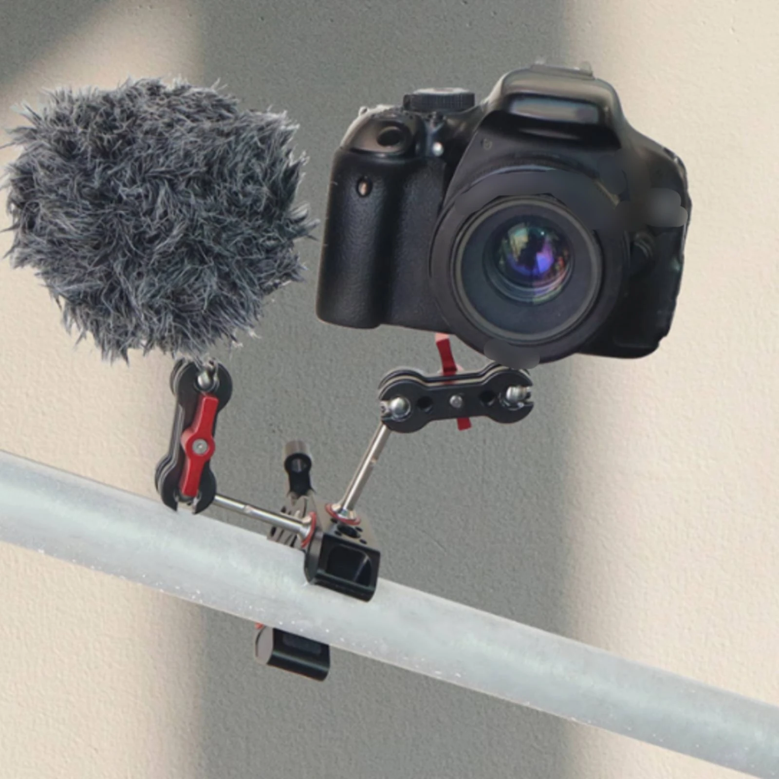 DSLR Camera Clamp T-Handle Camera Clamp Mount Anti-Slip Rubber Threaded Holes