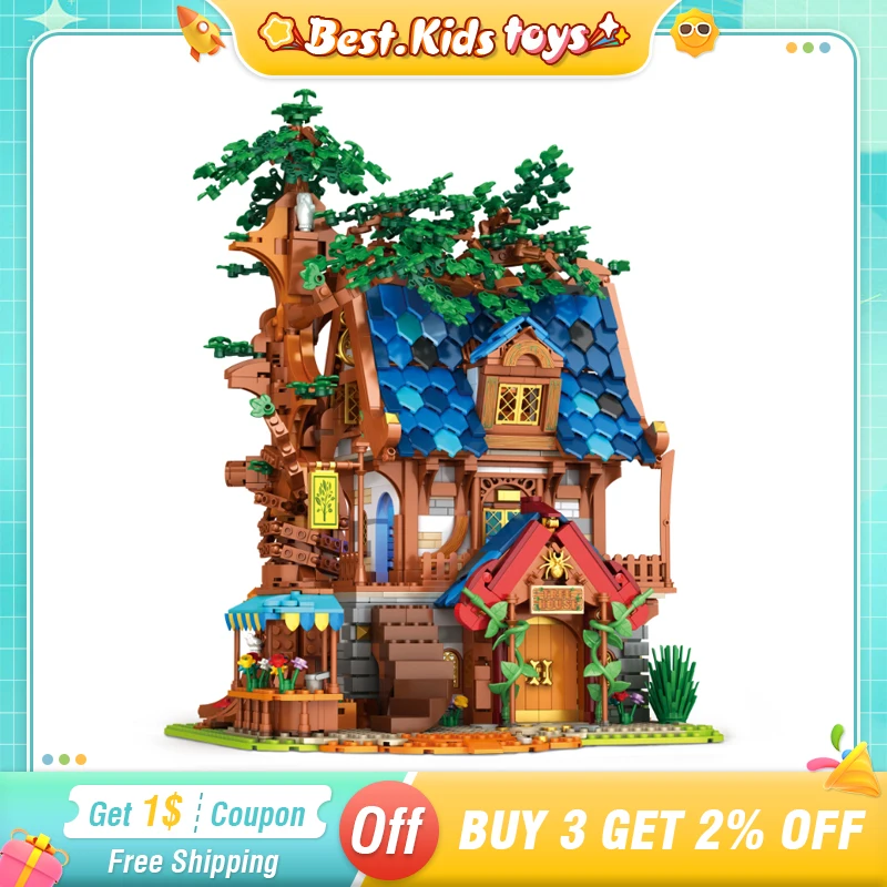 

2566Pcs European Century Tree House Building Blocks Medieval Town MOC Model Brick Set Architecture Kids Toy Gifts For Children