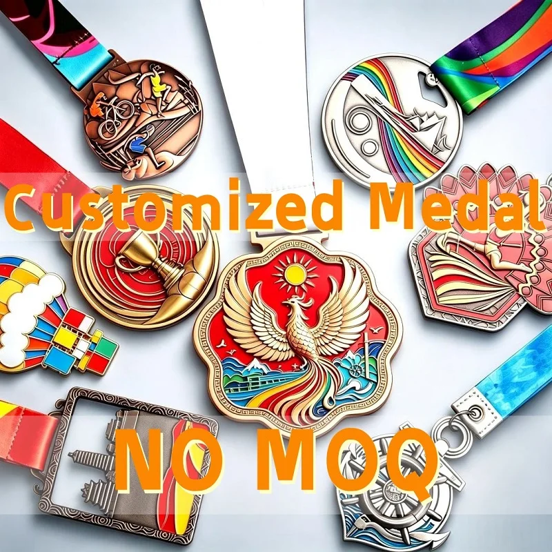 Trending Popular Custom Medallions Custom Sports Medals Enamel Metal Medal Color Ribbon Sports Event Tournament Souvenir Gift