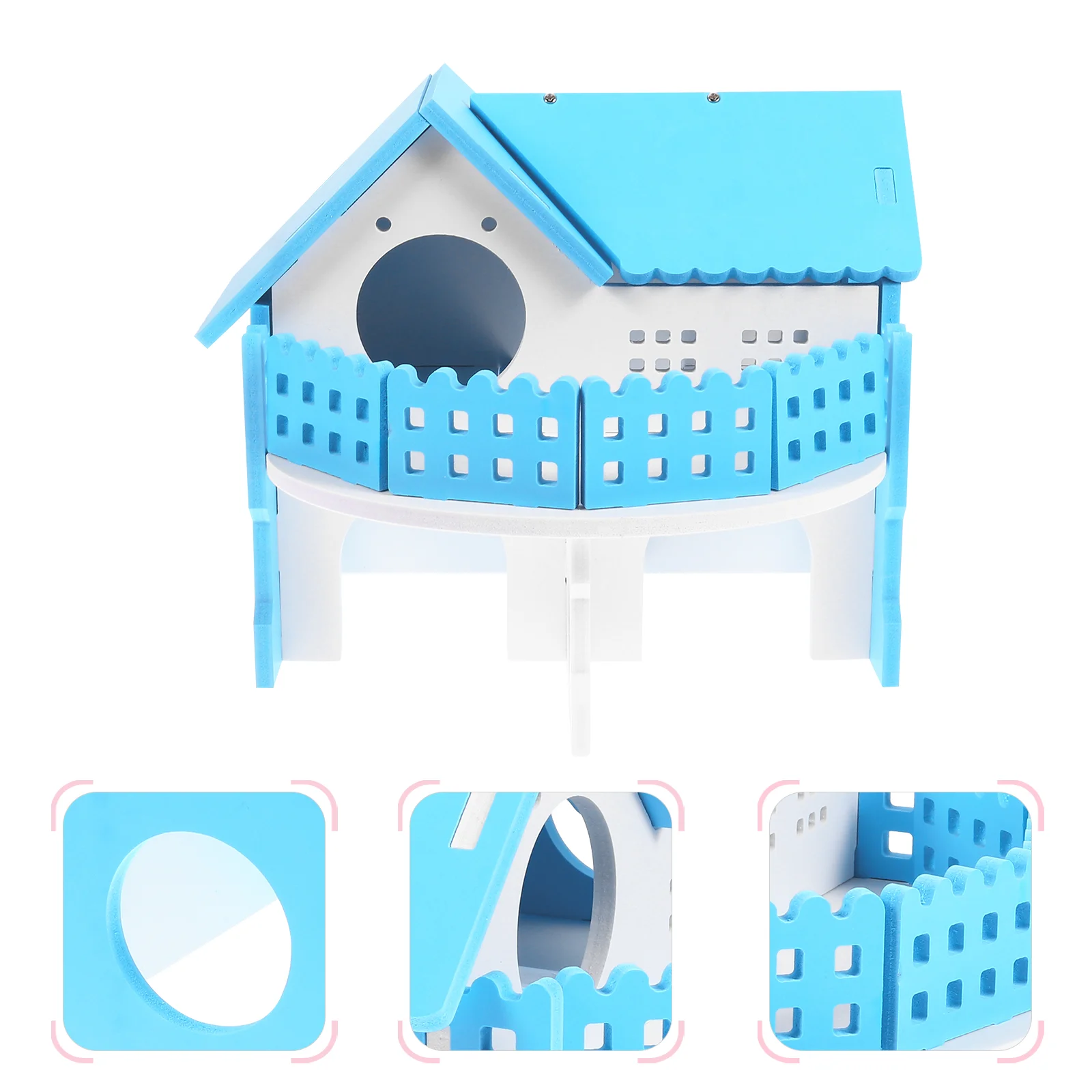 

Hamster Nest Fun Hut Small Pet Hideout Villa Play House Double Layers Blue