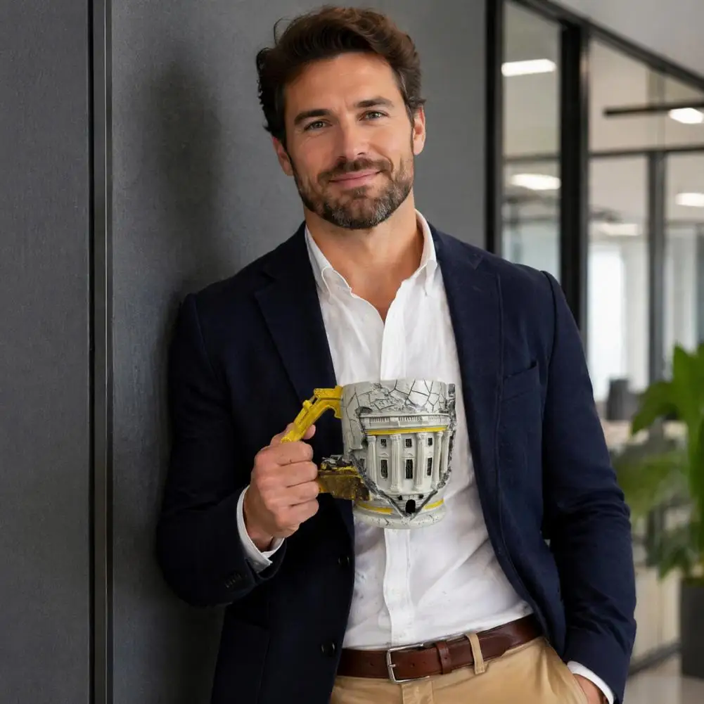 Excavator Mug for Coffee Excavator Shape Mug with Ergonomic Handle Resin Retro Texture Drinkware Unique 450ml for Office for Men