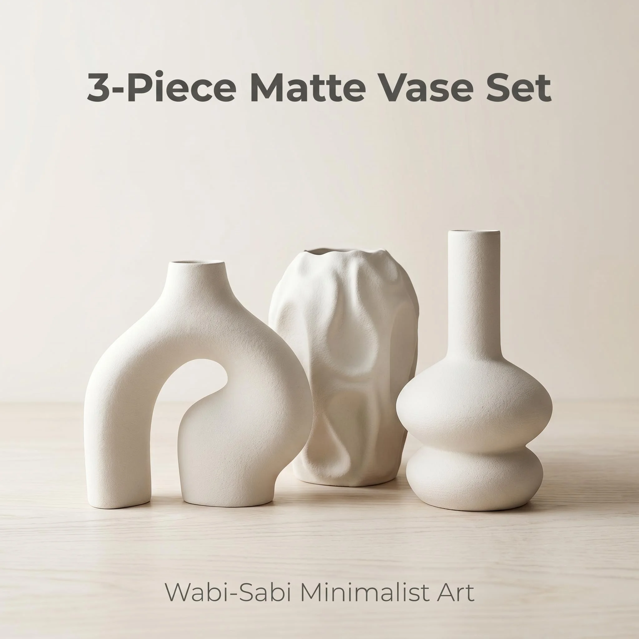 3-Piece Matte Mixed 3D Printed Vase Set, Irregular Textured Decorative Vases, Perfect for Nordic Home Decor, Entryway Table or O