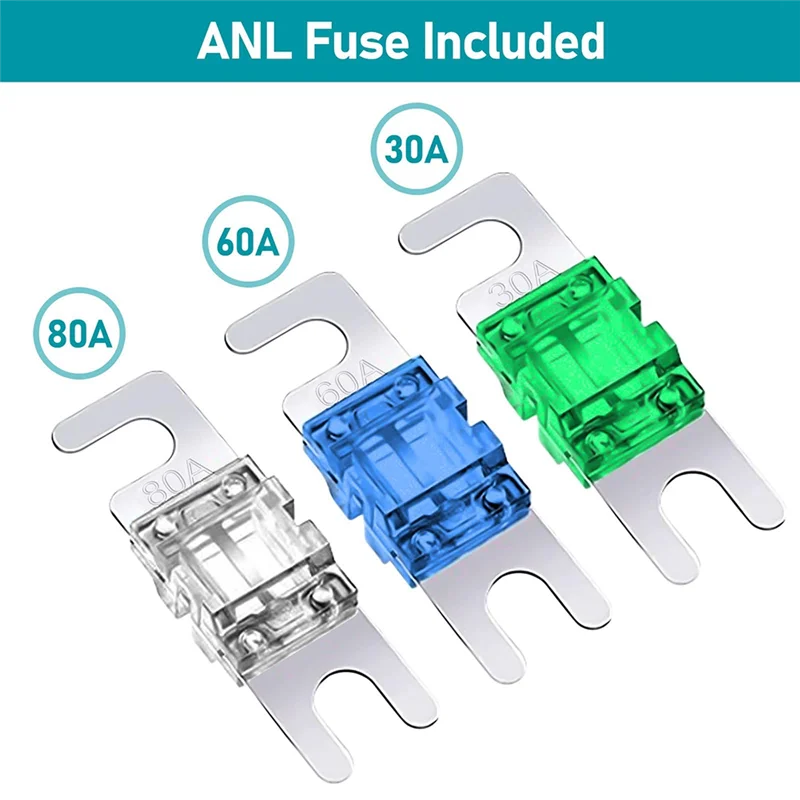 Power Distribution Block, Fused Power Distribution Block Car Audio 4 Way MIDI Fuse Block for Auto UTV Boat Stereo Amp