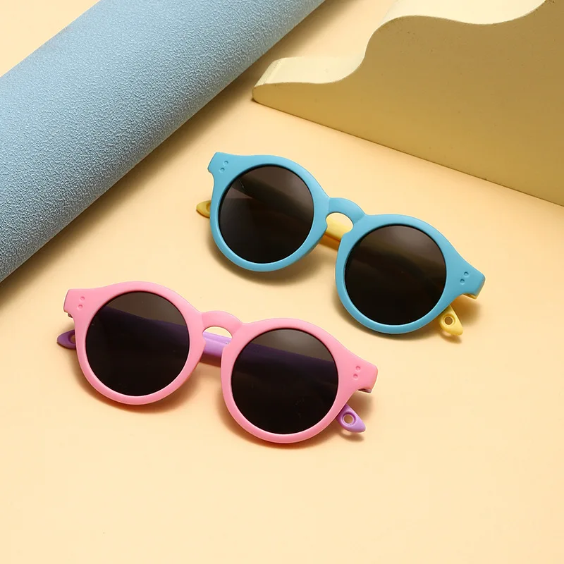 Neue polarisierte Silikon-Sonnenbrille für Kinder für Jungen und Kinder, runder Rahmen, Sonnenschutz, Kindersonnenbrille 23062