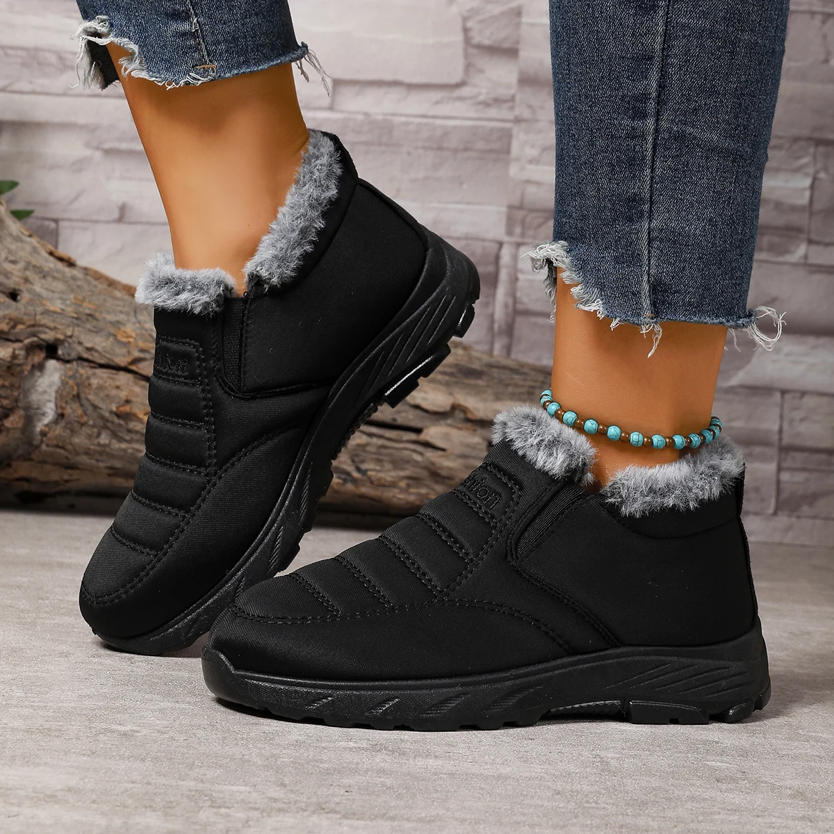 

Winter Round Headed Solid Color Sexy Elegant Warm Snow Boots Fashionable New Comfortable and Wear-resistant Women's Short Boots
