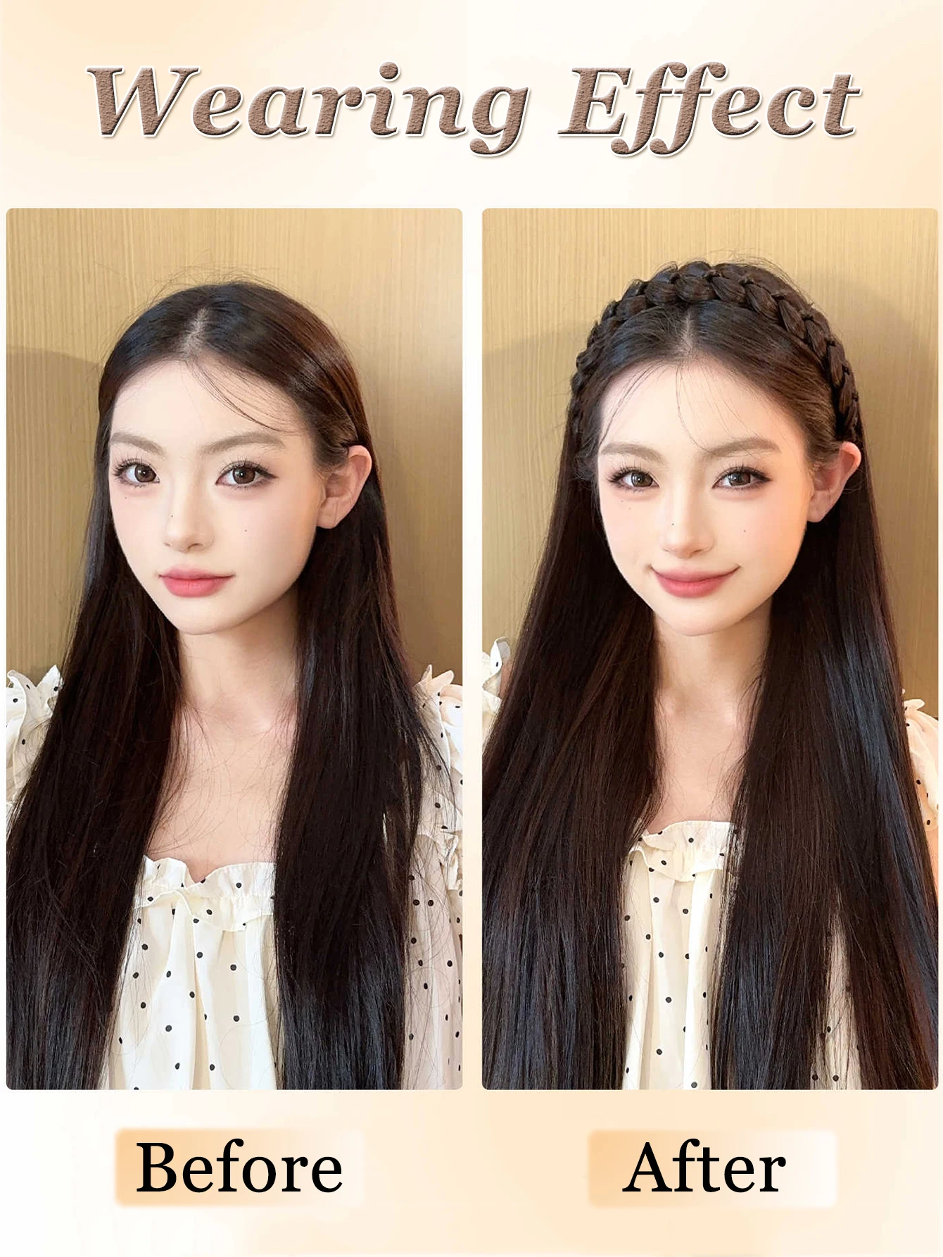 LM Synthetic Fishbone Braid Wig Headband Magnetic Attraction Design Fluffy Fishbone Synthetic Braids Hair Extensions Elastic Hea