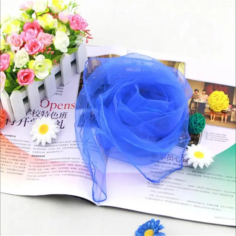 New Kindergarten Performance Dance show silk scarf Candy-colored solid Women Summer Spring Transparent Square Chiffon Scarves