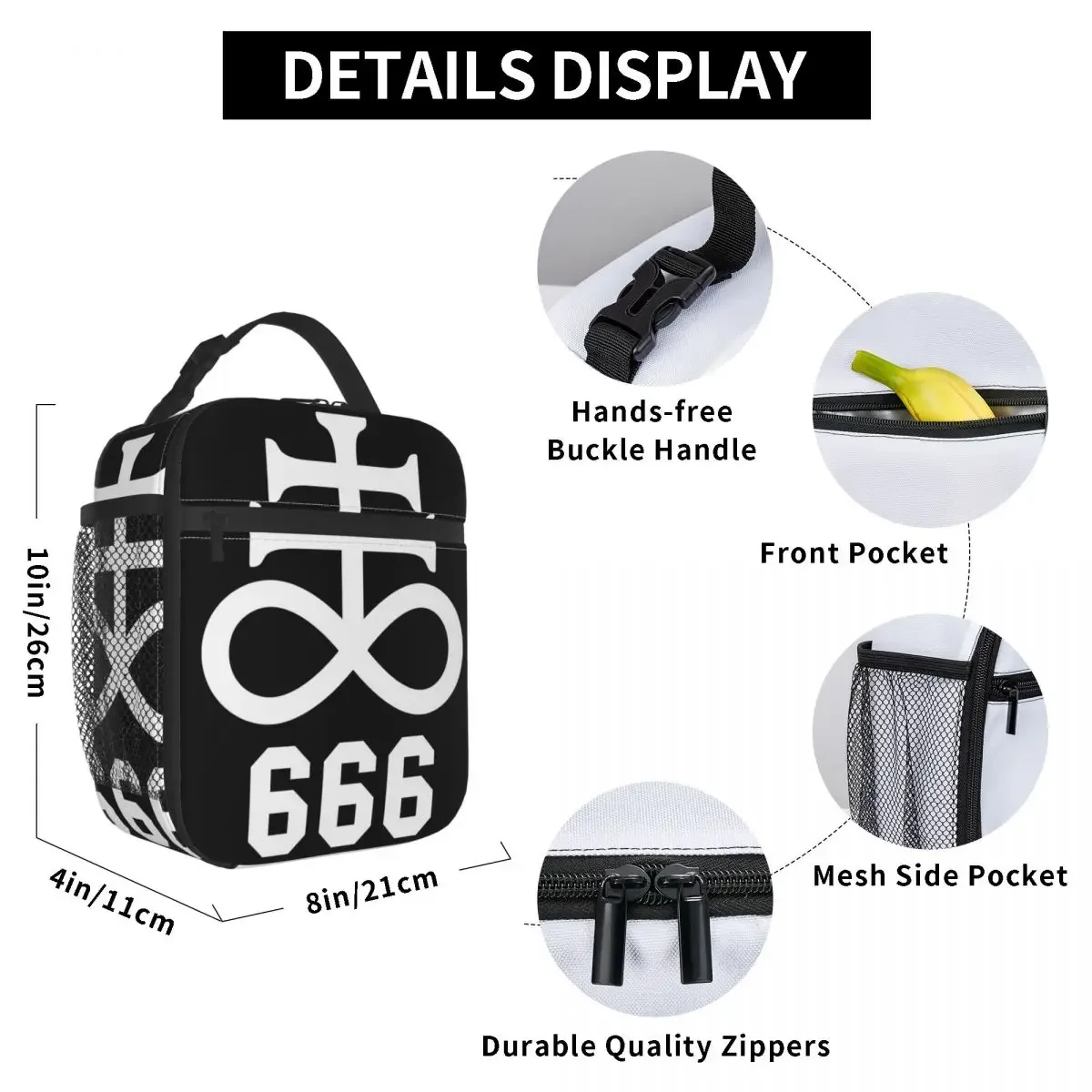 Leviathan Cross Satan 666 Baphomet Satanic Symbols Insulated Lunch Bag Office Cooler Thermal Food Box Tote Portable Lunch Boxes