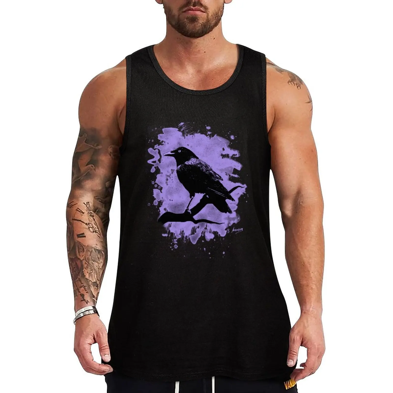 

Crow bleached violet Tank Top T-shirts men Men's vest Clothing Fitness men clothing