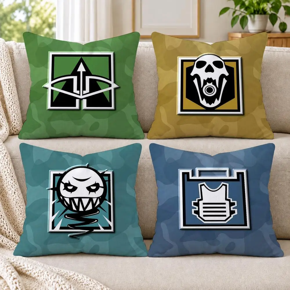 R-Rainbow Six S-Siege Cushion Cover Short Plush Double-Sided Printing Sofa Bedroom Pillow Case Aesthetic Home Decor